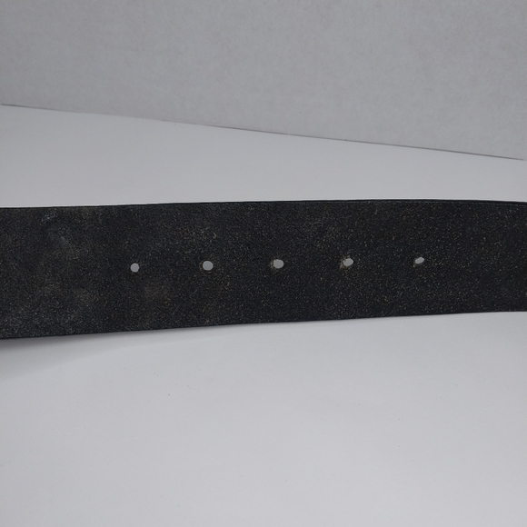 White House Black Market Black Leather Roses Filigree Style Belt Buckle Sz M - Picture 6 of 10